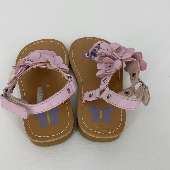 Laura Ashley Infant Baby Thong Sandals Size 5 Pink Faux Leather Floral detail - Picture 3 of 5